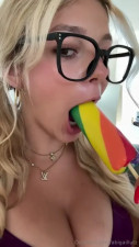 Abigaillutz Sucks Her Rainbow Dildo