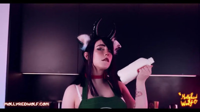 Coffee Shop Cowgirl MollyRedWolf Gives A Customer Her Cunt
