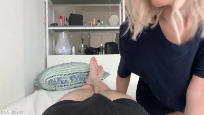 Eva Elfie Creams On Her Guy's Cock And Eats His Cum