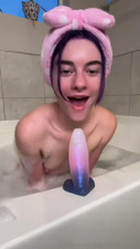 Spiraling Spirit Playing With A Dildo In The Bathroom