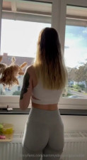 Faithsfree Cleans Window In Her Skimpy Shorts