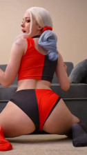 Em Fae As Harley Quinn Straddles A Dildo