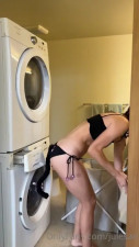 Jules Ari Rides Her Dildo On A Countertop