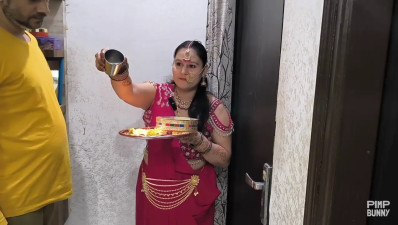 Puja Celebrates Indian Festival And Rides On A Dick