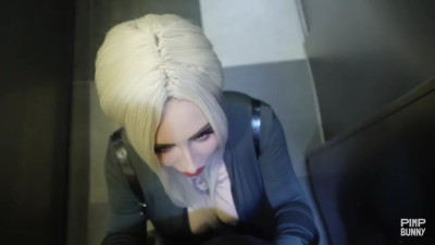 Peach Bitch Gives Stranger A BJ During Elevator Ride