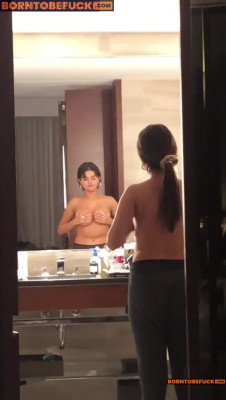 Selena Gomez GG Boobs Squeeze on Hotel Room Nude Video Leaks